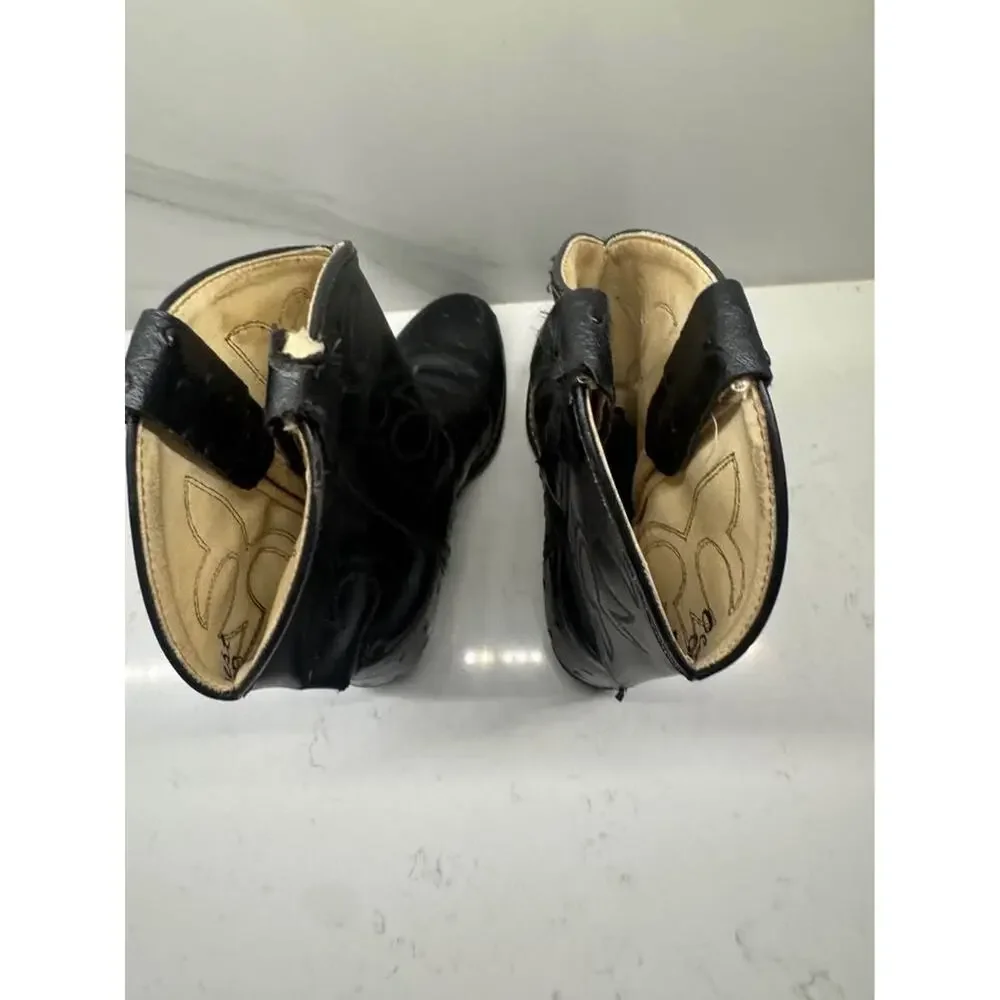 Old West Kids Size 1.5 Black Ostrich Cowboy Boots